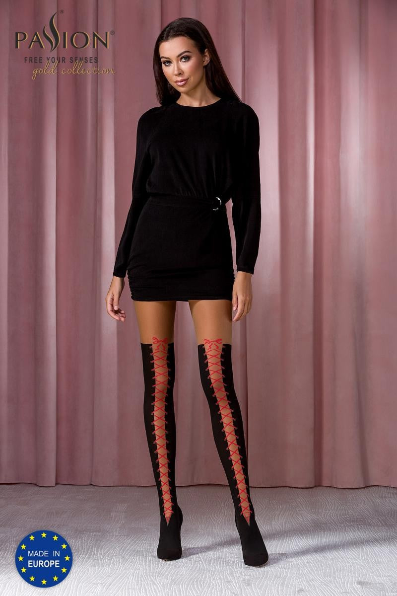 Strumpfhose TI114 schwarz/rot von Passion Strumpfhose TI114 schwarz/rot von Passion